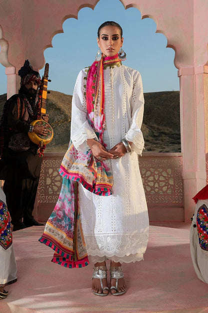 Warda Saleem Dhanak 3PC Chikankari Embroidered With Digital Printed Wool Shawl-104 - QQ