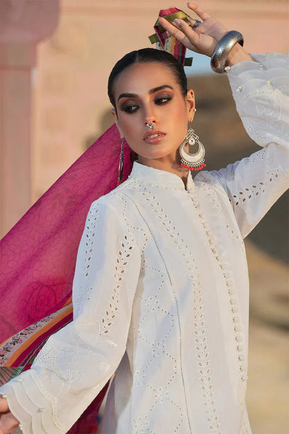 Warda Saleem Dhanak 3PC Chikankari Embroidered With Digital Printed Wool Shawl-104 - QQ