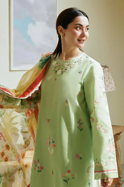 Dhanak-3PC Embroidered Shirt with Digital Printed Wool Shawl - 3238 - QQ