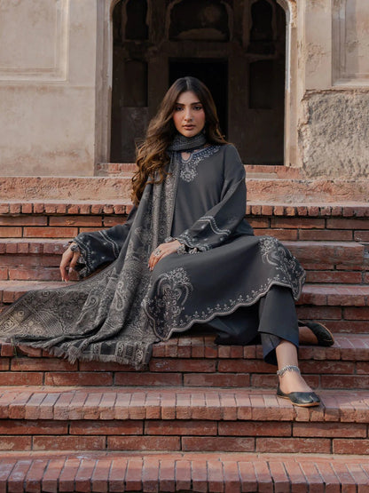 Lawn-3PC Embroidered with Digital Printed Jacquard Dupatta-5050 - QQ