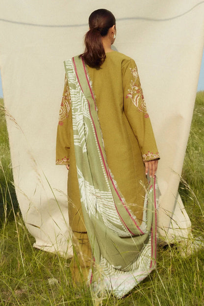 ZARA SHAHJAHAN 3PC Dhanak Embroidered Shirt With Digital Printed Shawl-271 - QQ