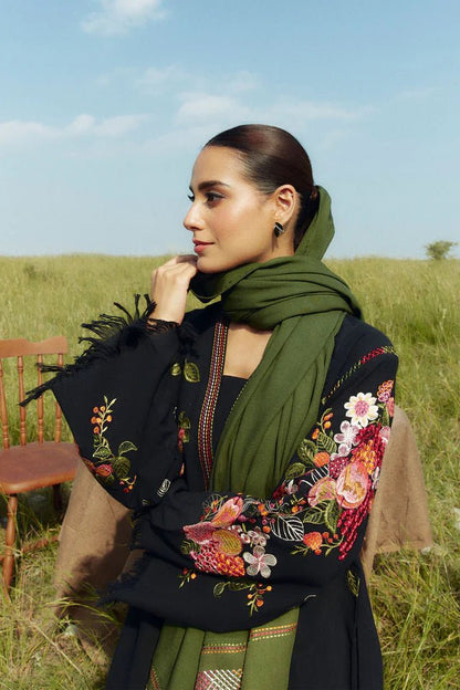 ZARA SHAHJAHAN 3PC Dhanak Embroidered Shirt With Digital Printed Shawl-294 - QQ
