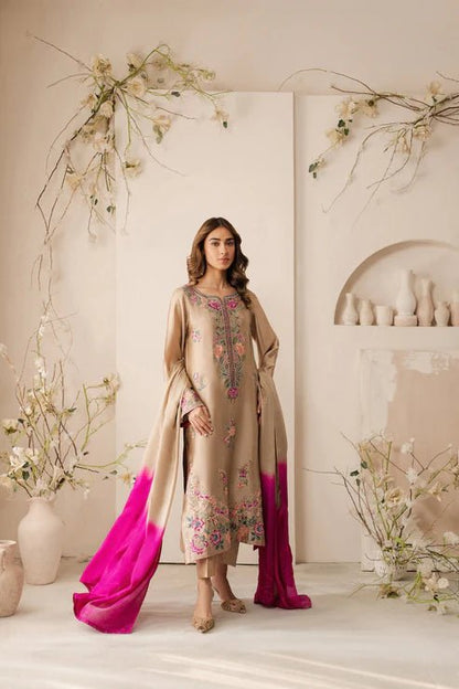 Lawn-3PC Embroidered Shirt with Chiffon Tie Dye Dupatta- 5105 - QQ