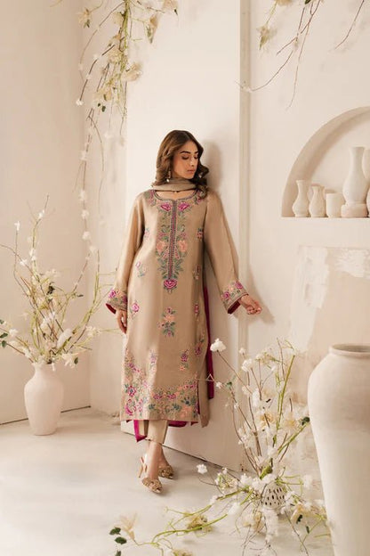 Lawn-3PC Embroidered Shirt with Chiffon Tie Dye Dupatta- 5105 - QQ