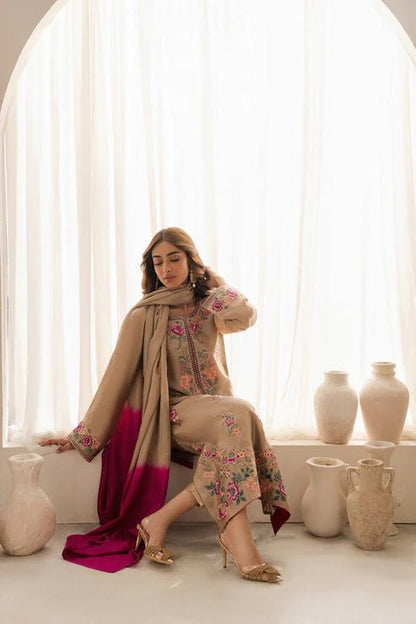 Lawn-3PC Embroidered Shirt with Chiffon Tie Dye Dupatta- 5105 - QQ