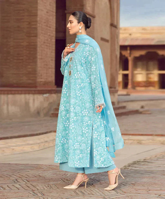 Bareeze Linen 3PC Embroidered With Chiffon Embroidered Dupatta-674