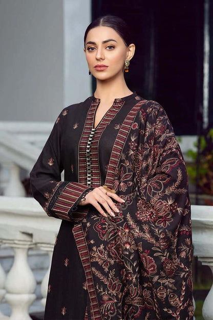 Dhanak-3PC Embroidered Shirt with Dhanak Embroidered Shawl- 580 - QQ