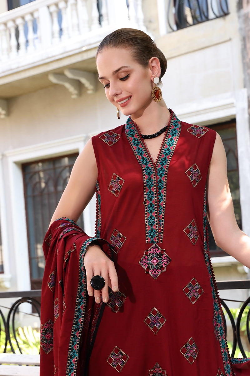 3Pcs Dhanak Embroidered - 129 D