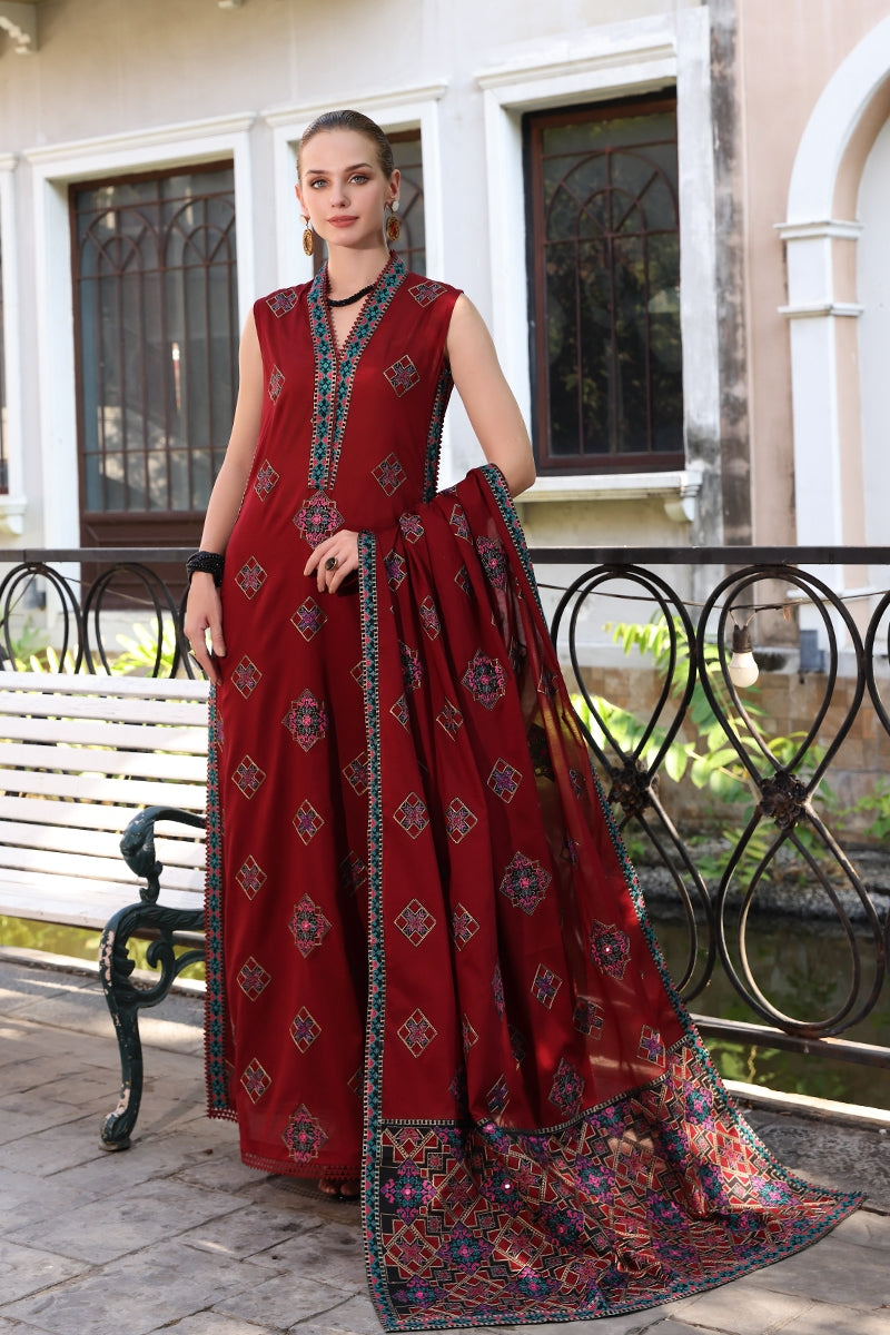 3Pcs Dhanak Embroidered - 129 D