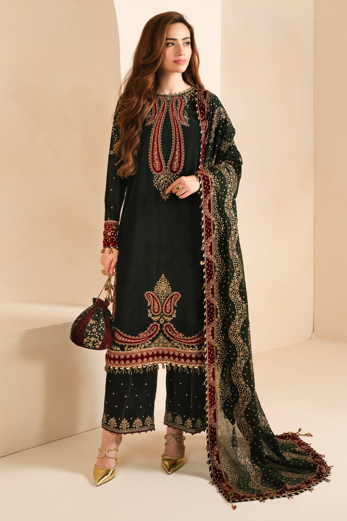 Jazmin - Embroidered Micro 9000 Velvet Formal QQ-2034