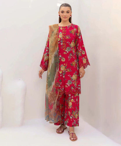 3PC Lawn Printed Shirt With Digital Printed Dupatta-1612 - QQ