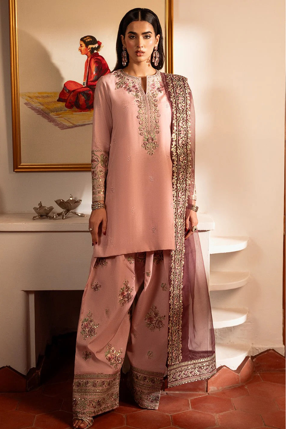 Lawn-3PC Embroidered Shirt With Khadi Net Sequins Embroidered Dupatta-5101