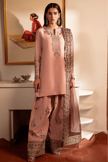 Lawn-3PC Embroidered Shirt With Khadi Net Sequins Embroidered Dupatta-5101 - QQ