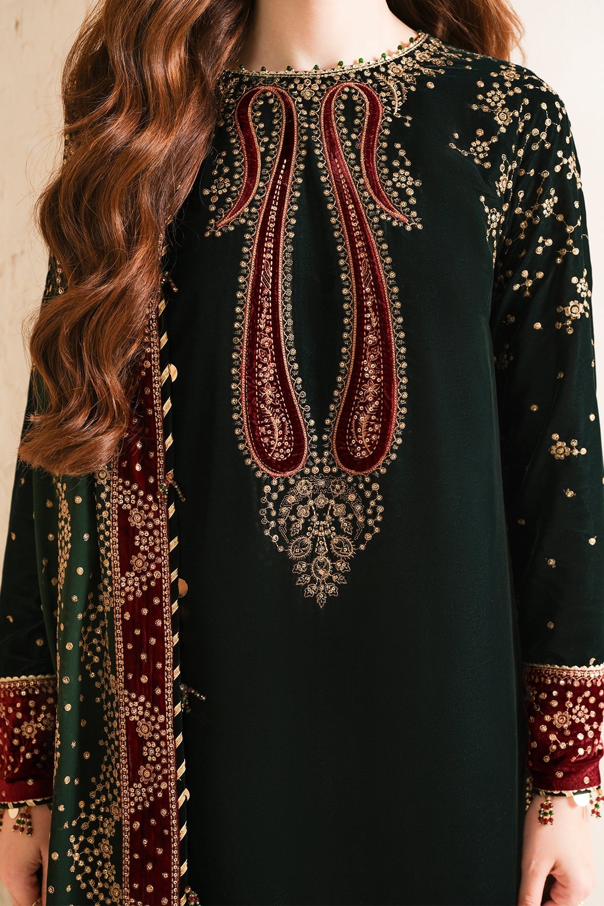 Jazmin - Embroidered Micro 9000 Velvet Formal QQ-2034