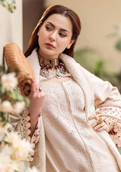 Lawn-3PC Embroidered Shirt with Organza Embroidered Dupatta-1357 - QQ