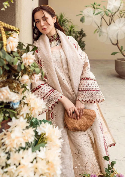 Lawn-3PC Embroidered Shirt with Organza Embroidered Dupatta-1357 - QQ