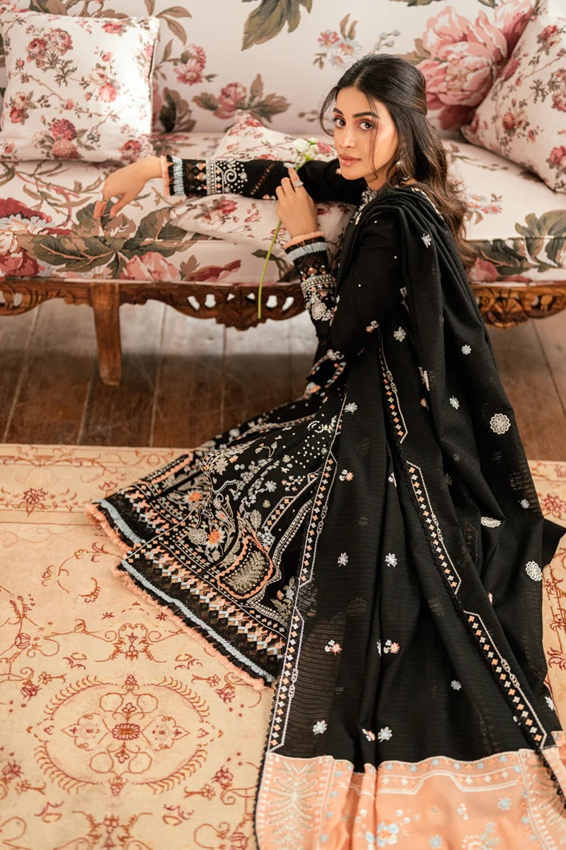 Dhanak-3PC Embroidered Shirt with Dhanak Embroidered Dupatta -3395