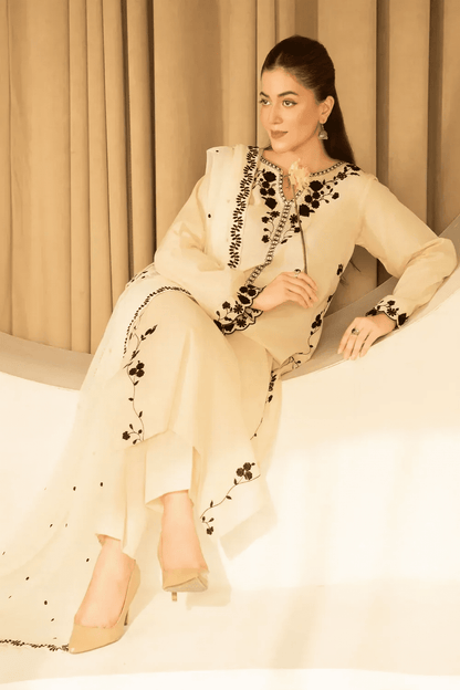 Dhanak-3PC Embroidered Shirt with Chiffon Embroidered Dupatta - 3510 - QQ