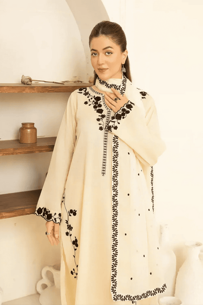 Dhanak-3PC Embroidered Shirt with Chiffon Embroidered Dupatta - 3510 - QQ