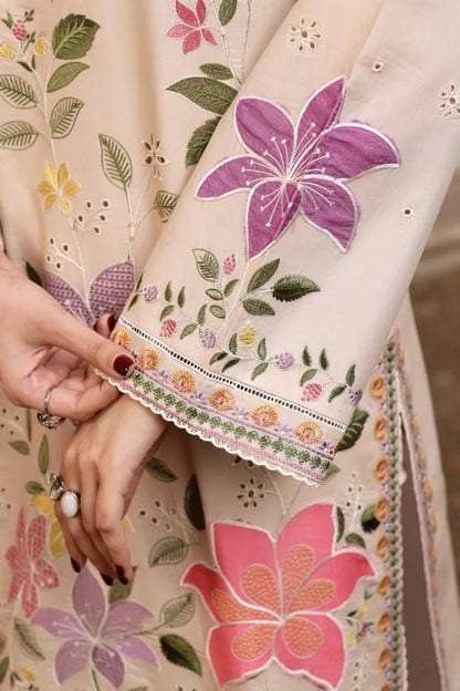 Lawn-3PC Chikankari Embroidered Shirt With Digital Printed Jacquard Dupatta-5245 - QQ