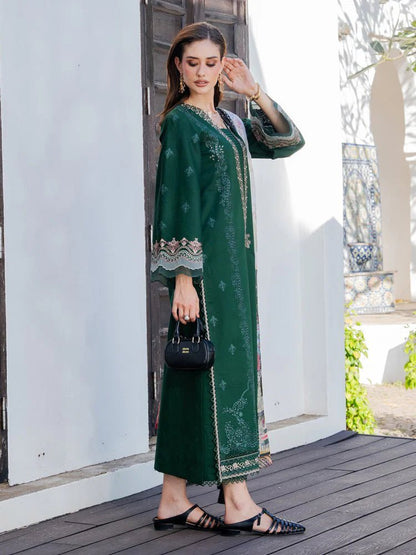 Lawn-3PC Chikankari Embroidered Shirt With Digital Printed Jacquard Dupatta-5338 - QQ