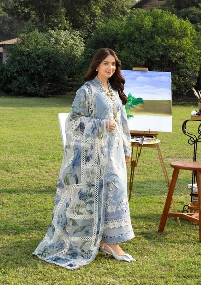 Lawn-3PC Chikankari Embroidered Shirt With Embroidered Jacquard Dupatta-5223 - QQ