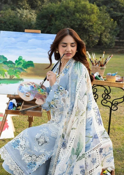 Lawn-3PC Chikankari Embroidered Shirt With Embroidered Jacquard Dupatta-5223 - QQ