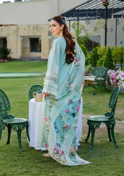 Lawn-3PC Chikankari Embroidered Shirt With Khadi Net Embroidered Dupatta-5317 - QQ
