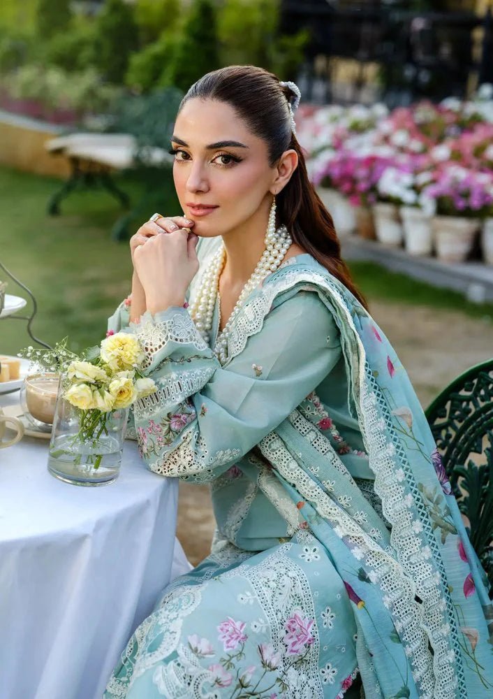Lawn-3PC Chikankari Embroidered Shirt With Khadi Net Embroidered Dupatta-5317 - QQ