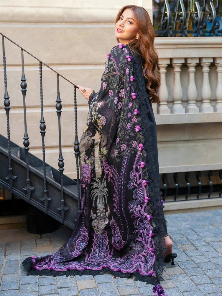 Lawn-3PC Chikankari Embroidered With Digital Printed Jacquard Dupatta-5240