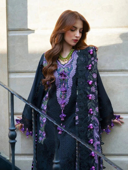 Lawn-3PC Chikankari Embroidered With Digital Printed Jacquard Dupatta-5240 - QQ