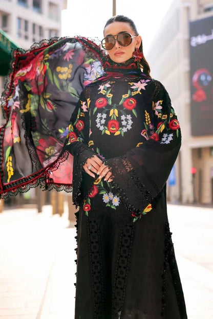 Lawn-3PC Chikankari Embroidered With Digital Printed Jacquard Dupatta-5303 - QQ