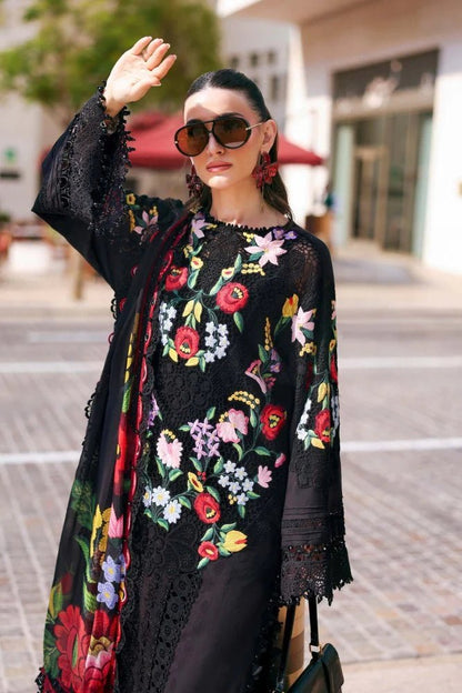 Lawn-3PC Chikankari Embroidered With Digital Printed Jacquard Dupatta-5303 - QQ