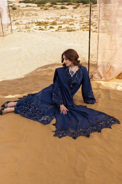Lawn-3PC Chikankari Embroidered With Khadi Net Embroidered Dupatta-5315 - QQ