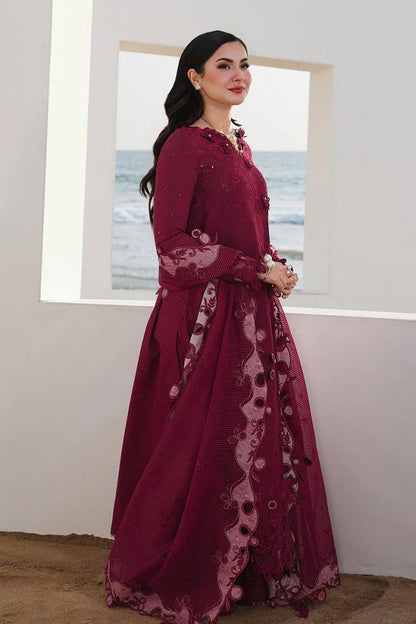 Lawn-3PC Chikankari Embroidered With Organza Embroidered Dupatta-5219 - QQ