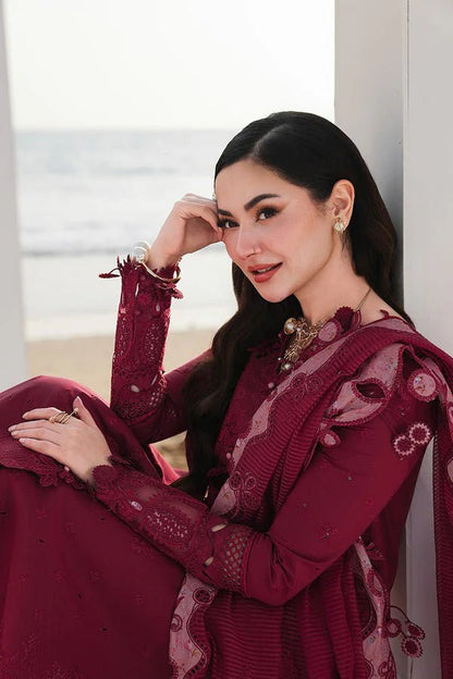 Lawn-3PC Chikankari Embroidered With Organza Embroidered Dupatta-5219 - QQ