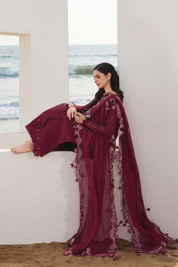 Lawn-3PC Chikankari Embroidered With Organza Embroidered Dupatta-5219
