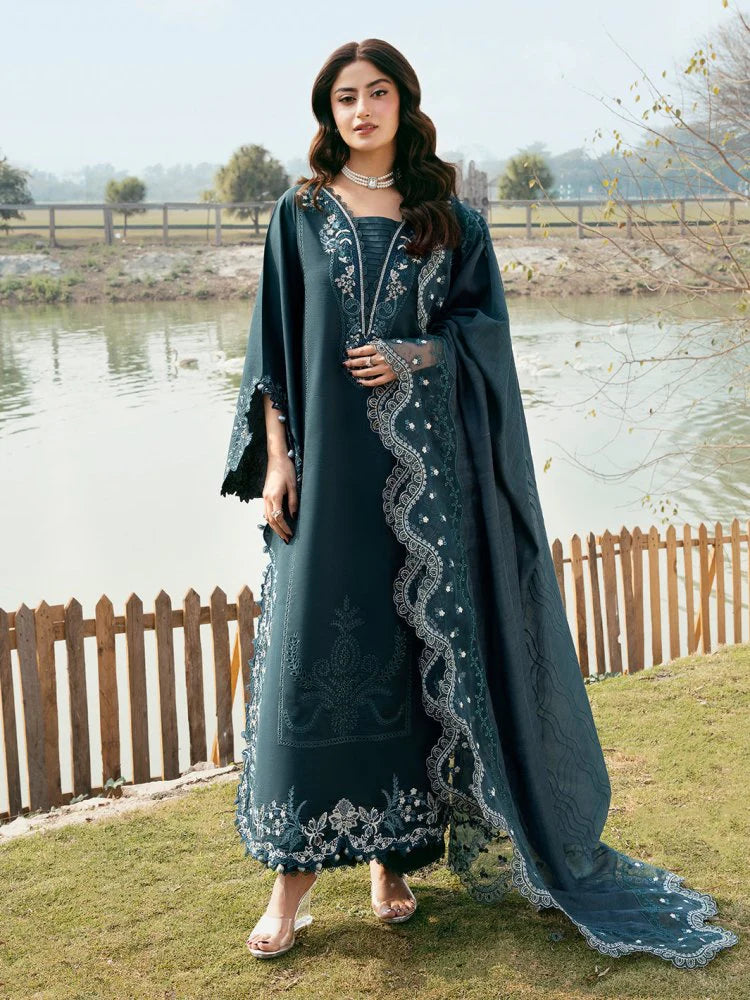 Lawn-3PC Chikankari Embroidered With Organza Embroidered Dupatta-5283