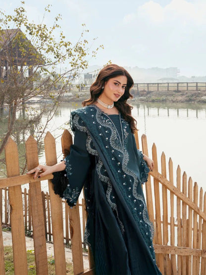 Lawn-3PC Chikankari Embroidered With Organza Embroidered Dupatta-5283 - QQ