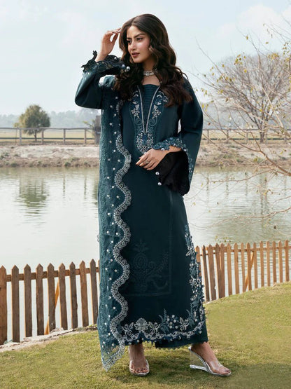 Lawn-3PC Chikankari Embroidered With Organza Embroidered Dupatta-5283 - QQ