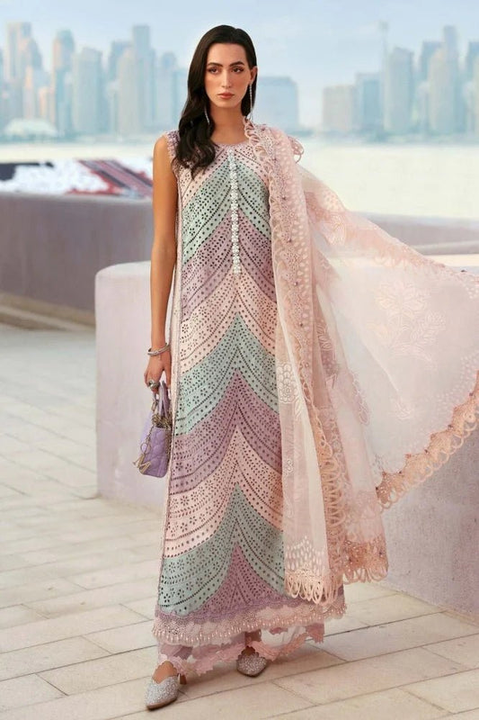 Lawn-3PC Chikankari Embroidered With Silk Embroidered Dupatta-5296 - QQ