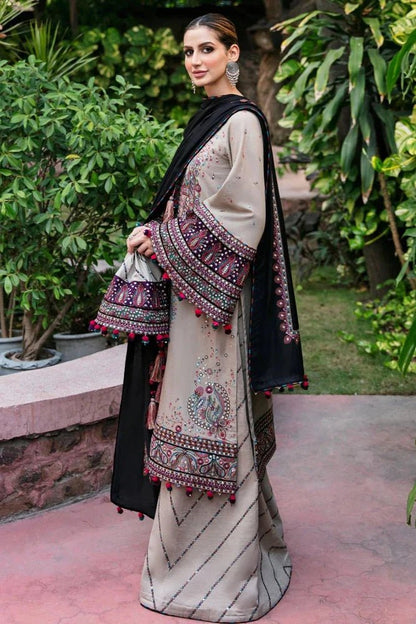 Lawn-3PC Embroidered Shirt With Cotton Net Viscose Embroidered Dupatta-5122 - QQ