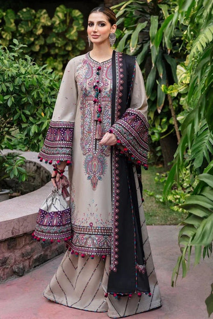 Lawn-3PC Embroidered Shirt With Cotton Net Viscose Embroidered Dupatta-5122 - QQ