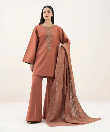Lawn 3PC Embroidered Shirt with Digital Printed Jacquard Dupatta-5194 - QQ