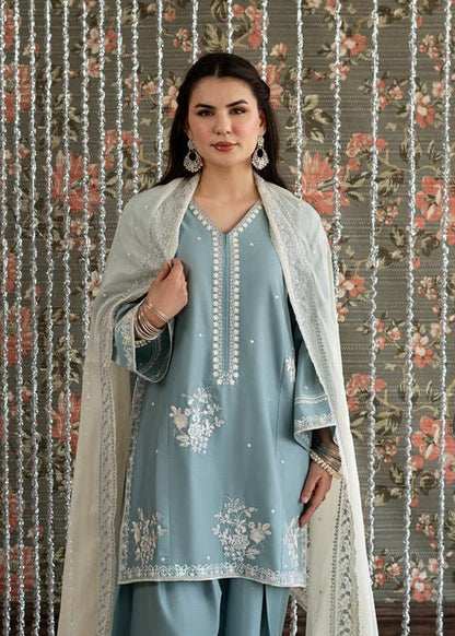 Lawn-3PC Embroidered Shirt With Khadi Net Embroidered Dupatta-5313 - QQ