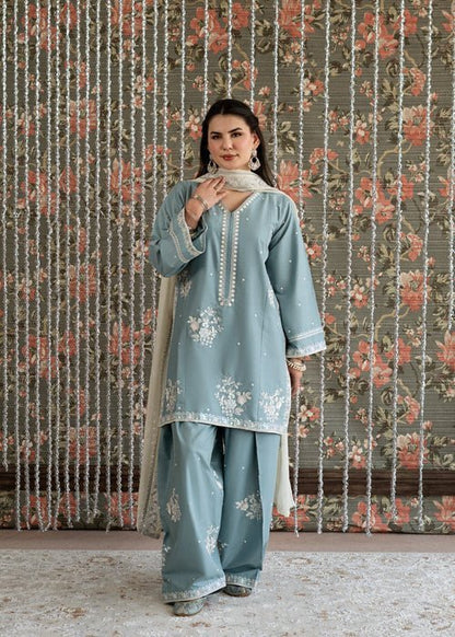 Lawn-3PC Embroidered Shirt With Khadi Net Embroidered Dupatta-5313 - QQ