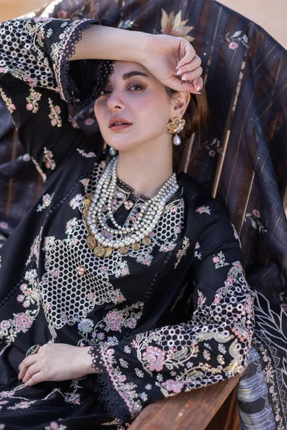 Lawn-3PC Embroidered Shirt With Organza Embroidered Dupatta-5400 - QQ