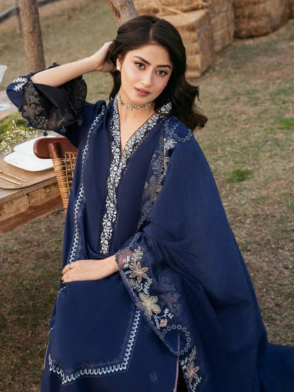 Lawn-3PC Embroidered Suit With Organza Embroidered Dupatta-5270 - QQ