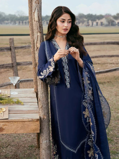 Lawn-3PC Embroidered Suit With Organza Embroidered Dupatta-5270 - QQ