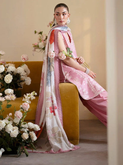 Lawn-3PC Embroidered With Chiffon Digital Printed Dupatta-5224 - QQ